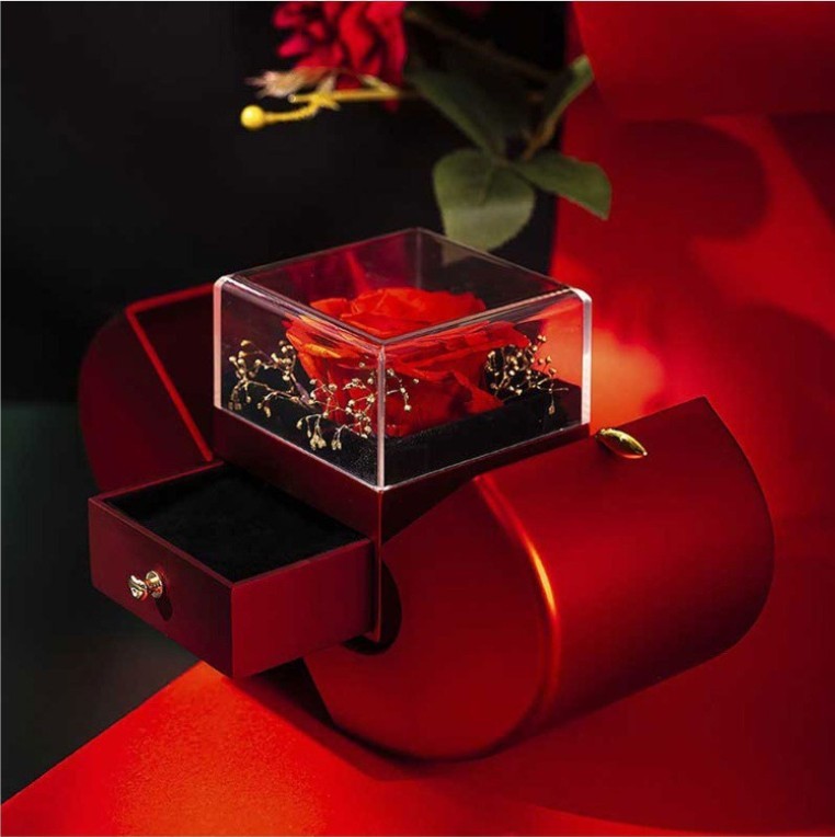 "Red Apple Rose Jewelry Box - Gift for Valentine's Day