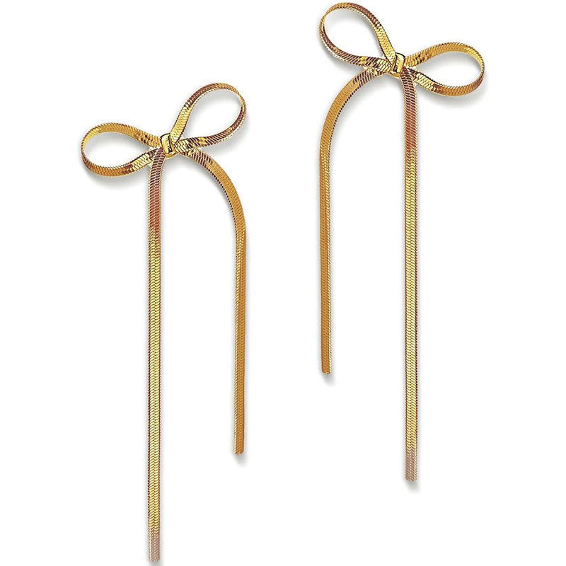 Wholesale Non-Tarnish 18K Gold Plated Stainless Steel Bow Earrings