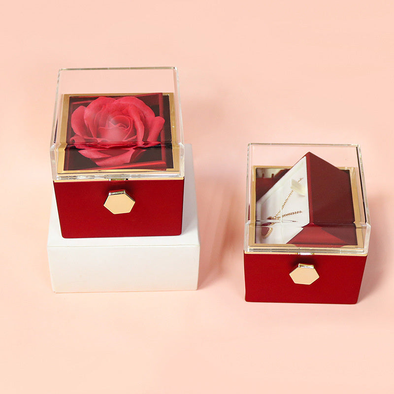 Rotating Rose Jewelry Gift Box – Valentine's Day Surprise for Women