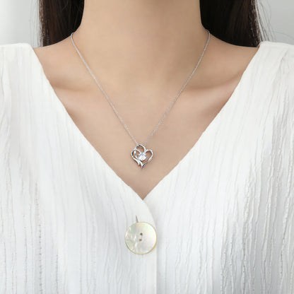 Zircon Double Heart Necklace with Rhinestones - Valentine's Gift