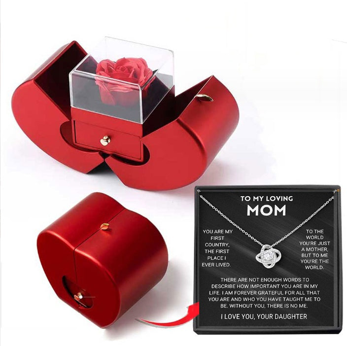 "Red Apple Rose Jewelry Box - Gift for Valentine's Day