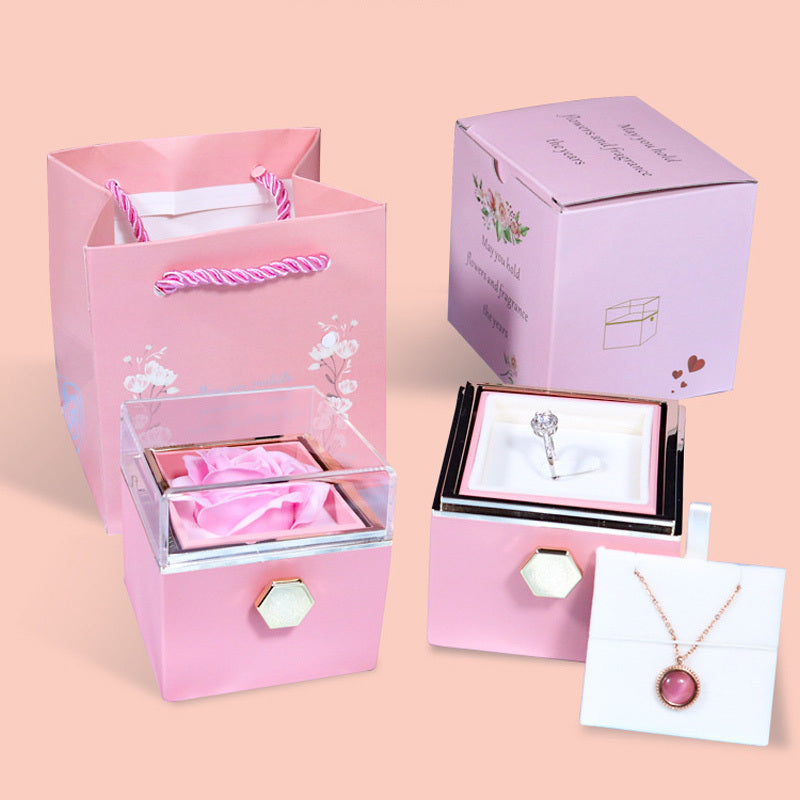 Rotating Rose Jewelry Gift Box – Valentine's Day Surprise for Women