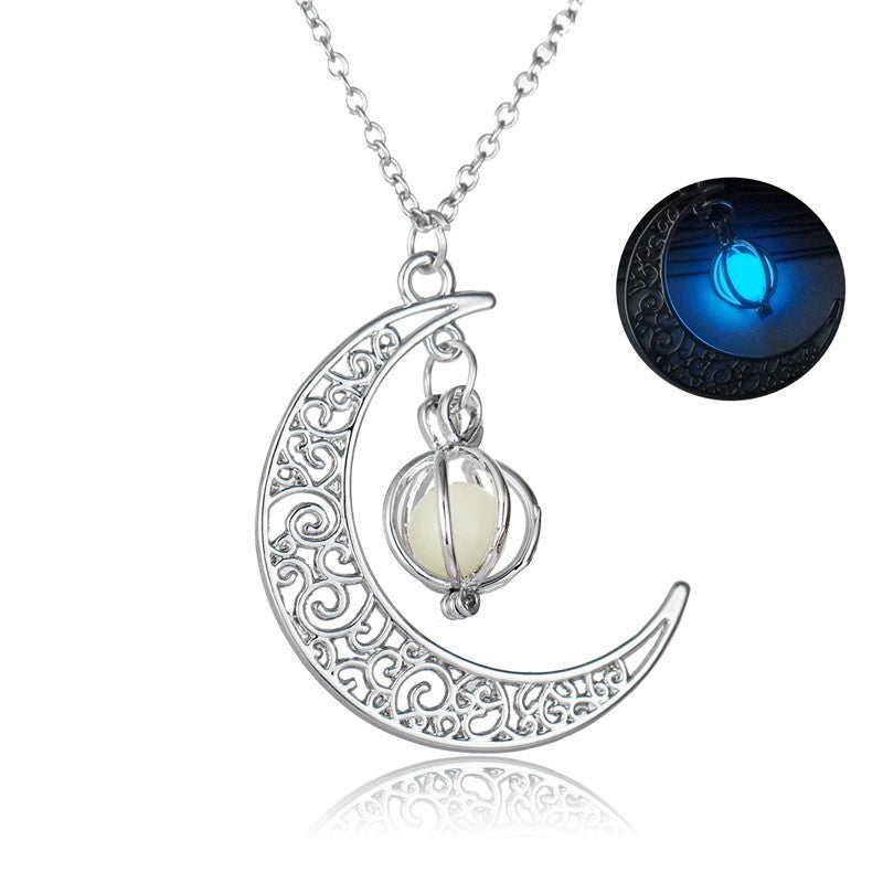 Fashion Moon Natural Glowing Stone Healing Necklace