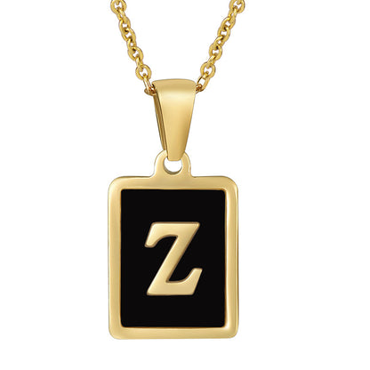 18K Gold Stainless Steel Square Letter Necklace For Women