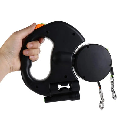 Daul Retractable Dog Leash 360