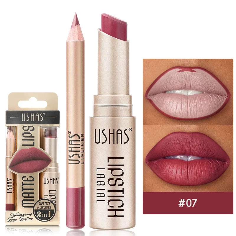 12 Colors Matte Nude Lipstick&lip Liner Set Waterproof Longlasting Lip Liner High Pigmented Slim Lip Sick Lips Makeup