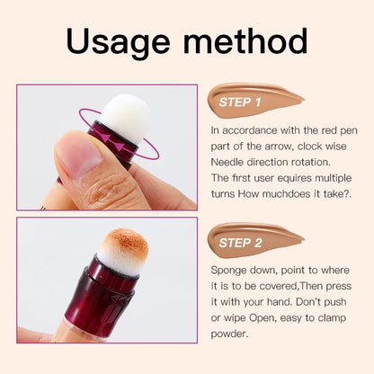 USHAS 12 Color Liquid Concealer Moisturizing Rotating Sponge Head Concealer Long Lasting Lightweight Multi-use Foundation Makeup