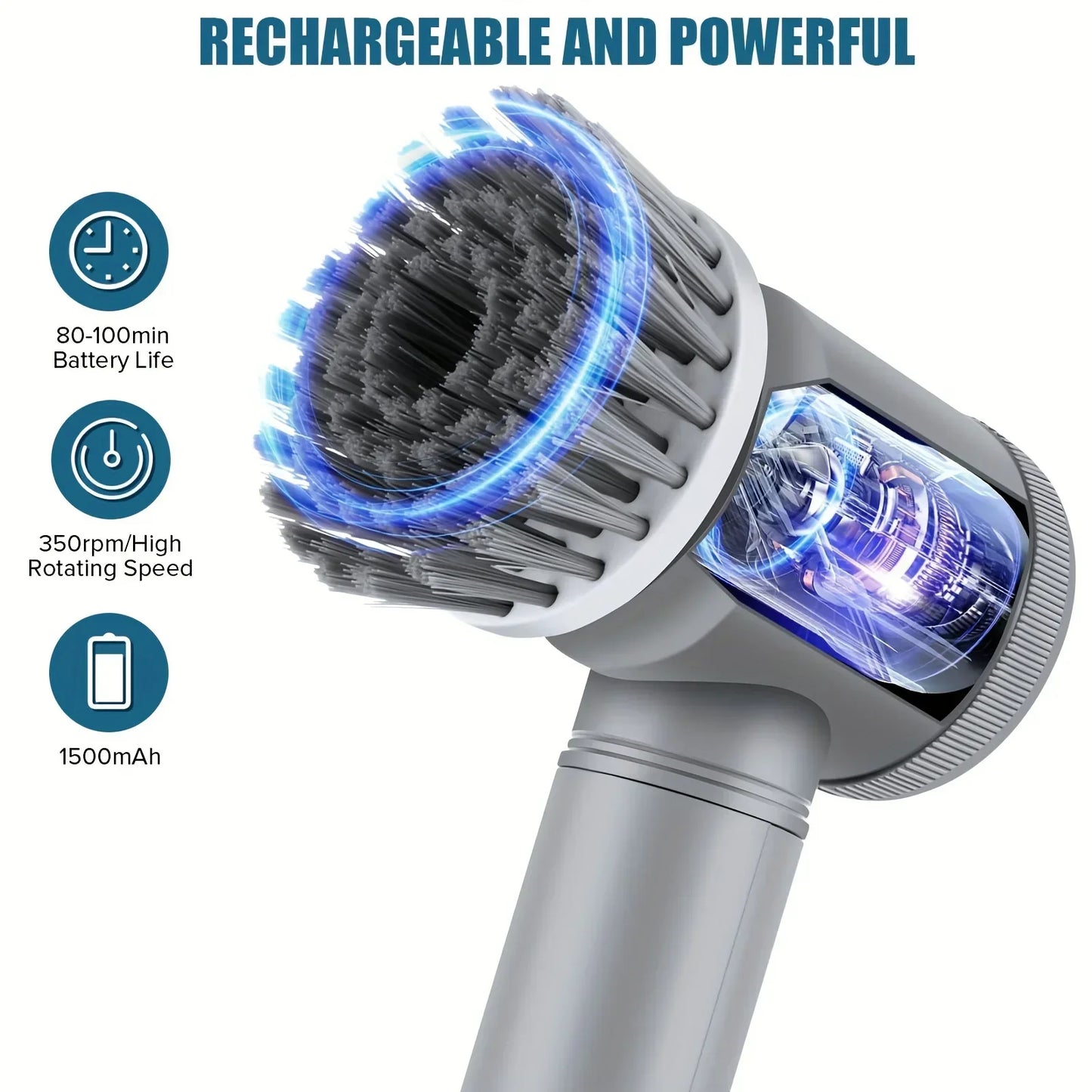 "Powerful Rechargeable Electric Cleaning Brush – Perfect for Dishes, Sinks, Cookers, and More!"