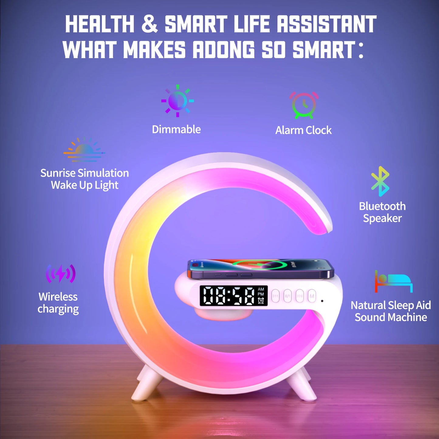 RGB Smart Wake Light & Speaker Lamp"