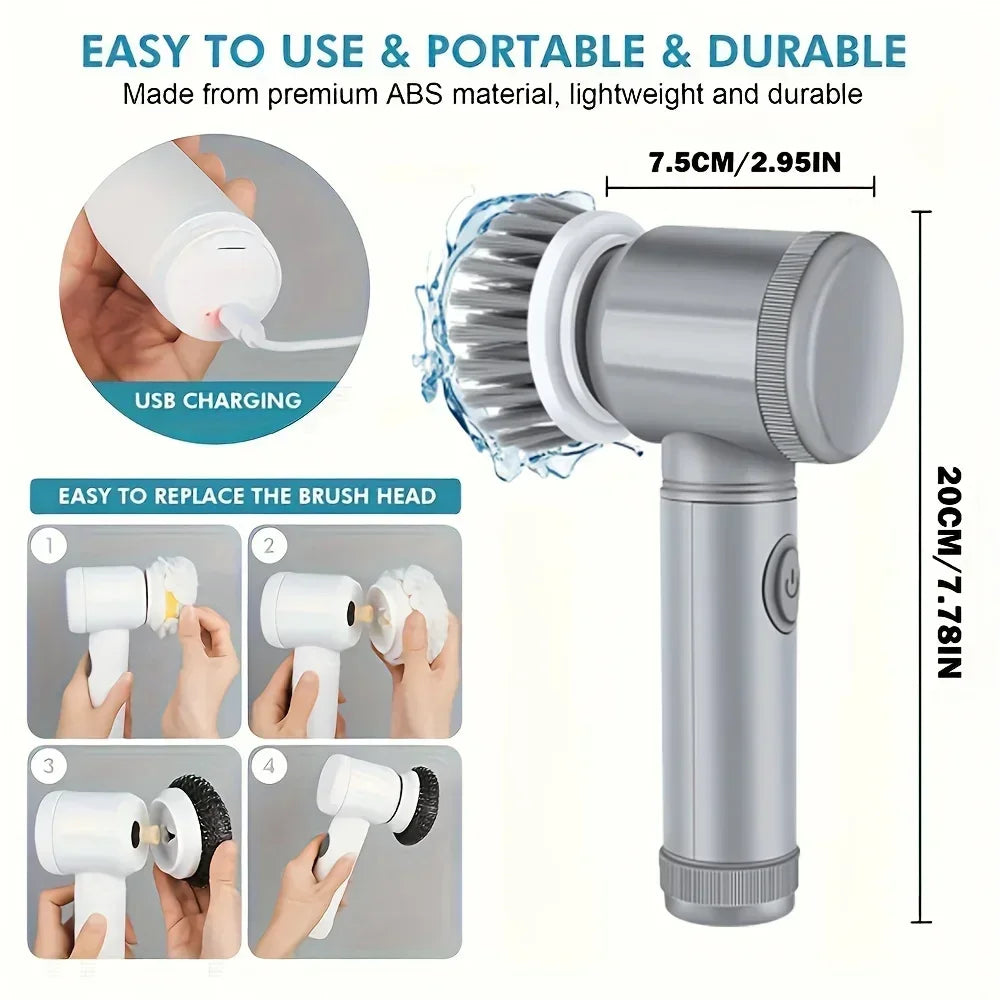 "Powerful Rechargeable Electric Cleaning Brush – Perfect for Dishes, Sinks, Cookers, and More!"