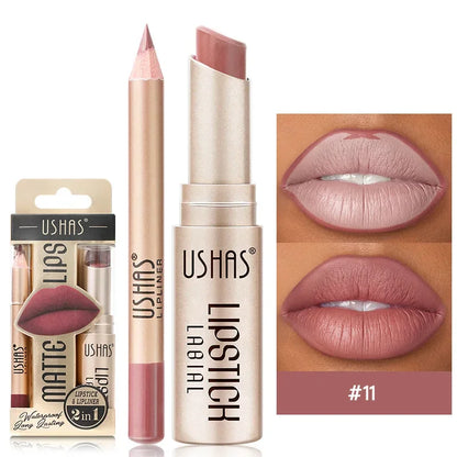 12 Colors Matte Nude Lipstick&lip Liner Set Waterproof Longlasting Lip Liner High Pigmented Slim Lip Sick Lips Makeup