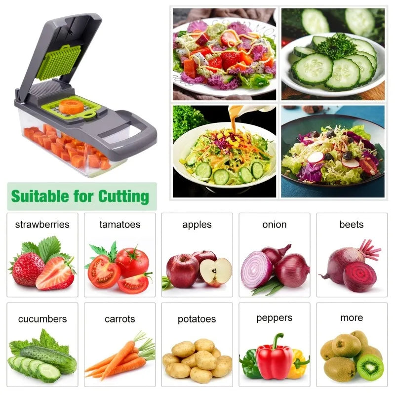 14 In 1 Multifunctional Vegetable Chopper, Cutter Vegetable Dicer Slicer Cutter Mandoline Onion Chopper For Onion Potato Tomato