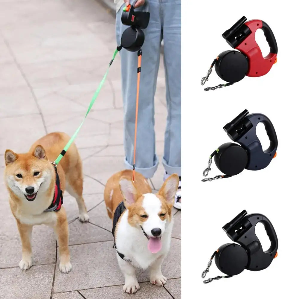 Daul Retractable Dog Leash 360