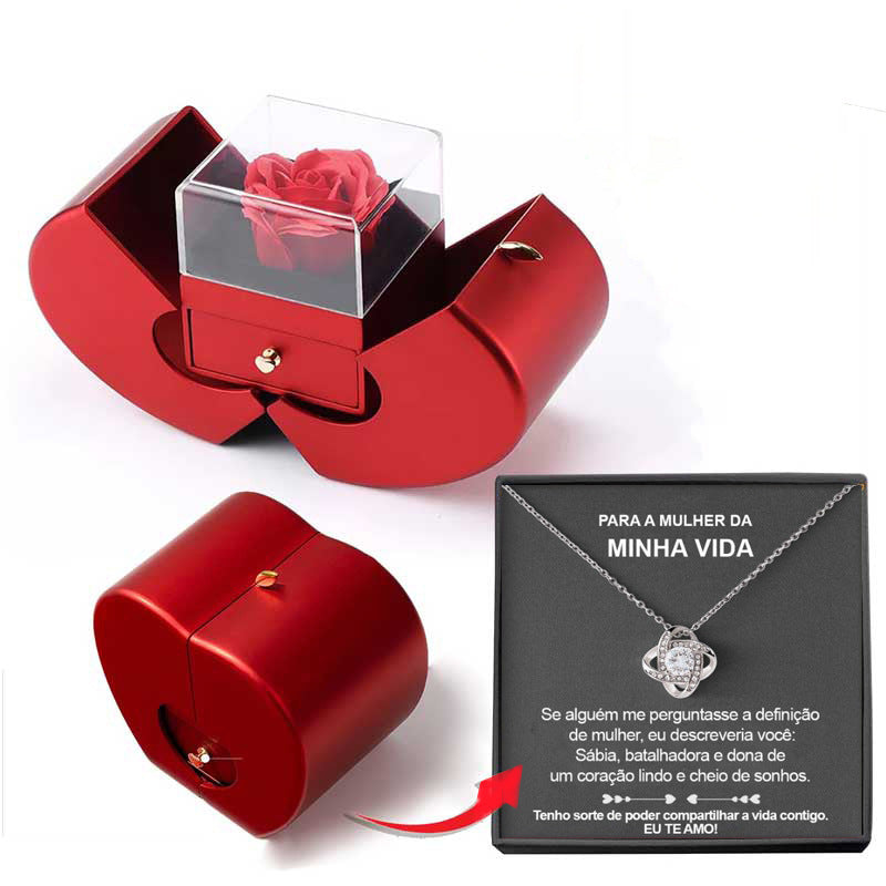 "Red Apple Rose Jewelry Box - Gift for Valentine's Day