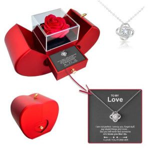 "Red Apple Rose Jewelry Box - Gift for Valentine's Day