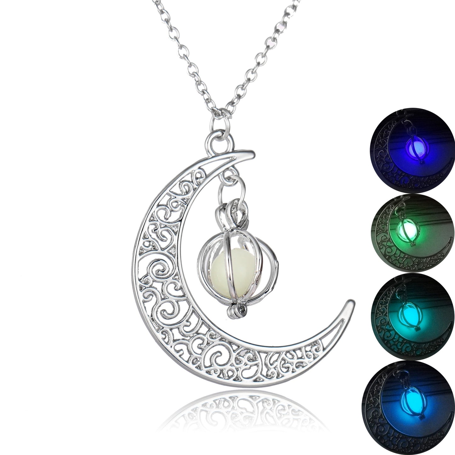 Fashion Moon Natural Glowing Stone Healing Necklace