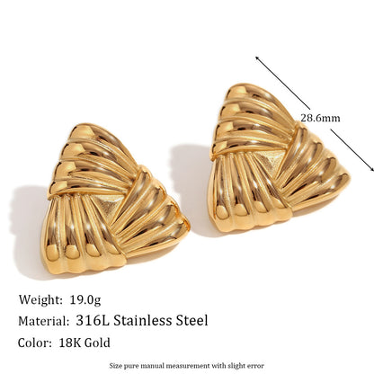 18K Gold Triangular Stud Earrings