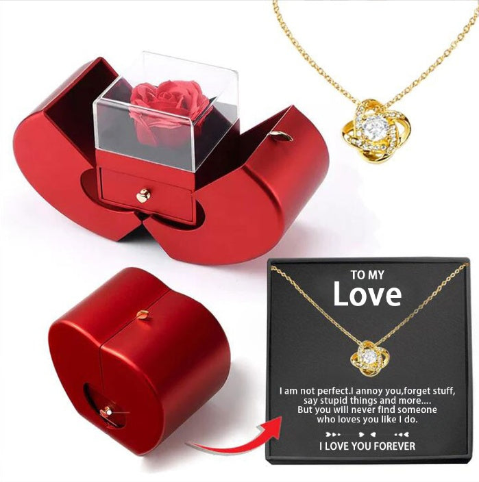 "Red Apple Rose Jewelry Box - Gift for Valentine's Day