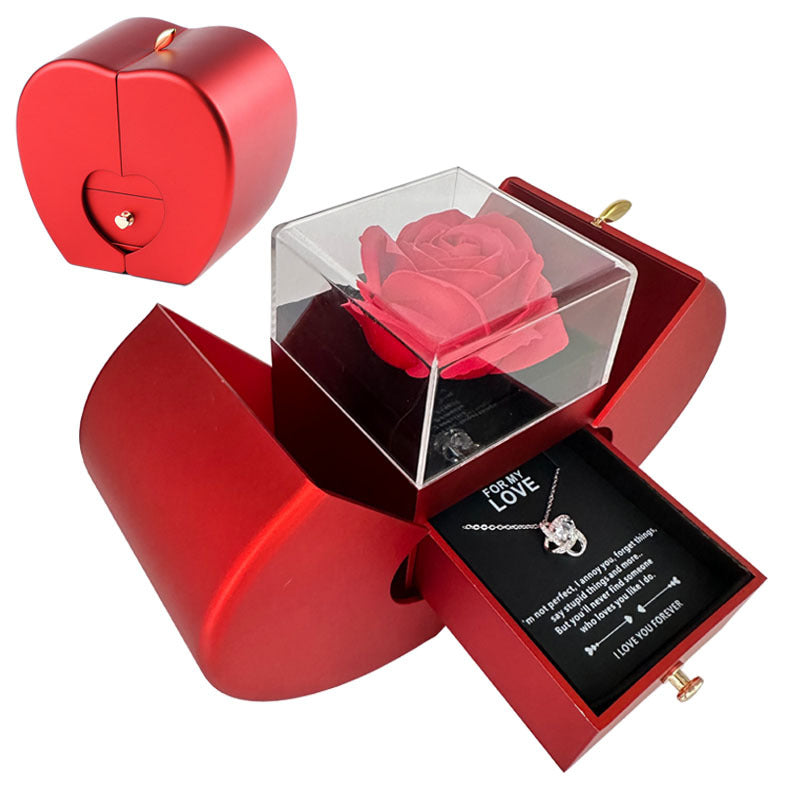 "Red Apple Rose Jewelry Box - Gift for Valentine's Day